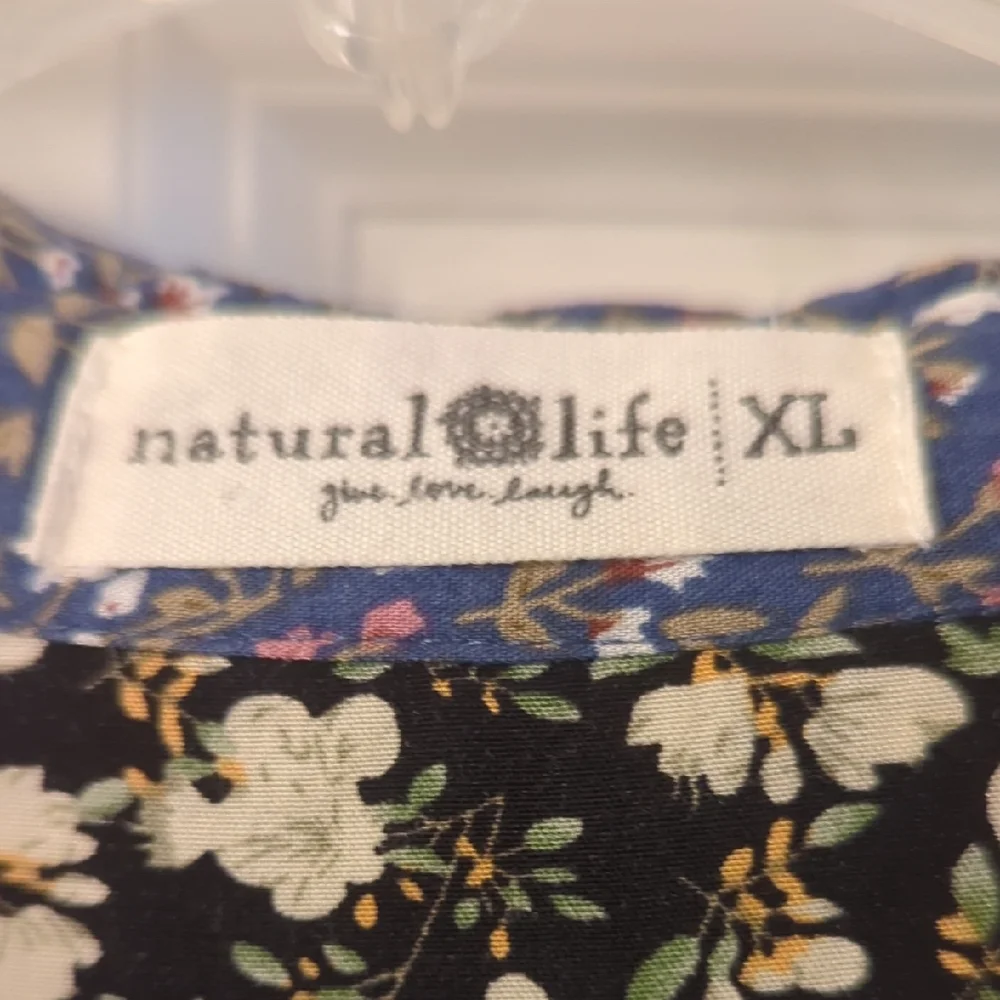 NATURAL LIFE Patchwork Floral Button-Front Maxi Dress - Rust, Blue, Cream - Picture 2 of 4